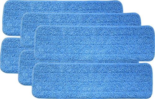 Turkey Creek Essentials 6 Microfiber Mop Pads 18 Inch Washable Commercial Quality, Replacement Refills for Hook & Loop Flat Mops - Use Wet or Dry, 18" L X 5.5" W, 6Pk