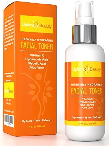 Intensely Hydrating Facial Toner For All Skin Types - Contains Vitamin C, Hyaluronic Acid, Glycolic Acid and Aloe Vera. The best skin care face toner for women and for men. - 4oz spray bottle.
