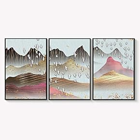 Framed Canvas Wall Art for Living Room, Bedroom Abstract Landscape Dream Place Canvas Prints for Home Decoration Ready to Hanging - 16"x24"x3 Panels