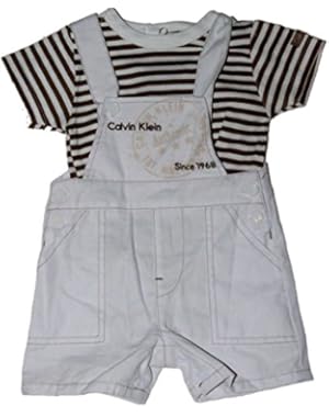 Calvin Klein Baby Boys Short Set Overalls 3M Brown/White