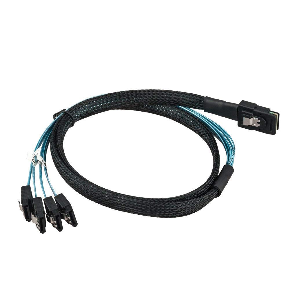 Mini SAS 36pin 4i (SFF-8087) to (x4) SATA Internal HDD Forward Breakout Cable, 1m