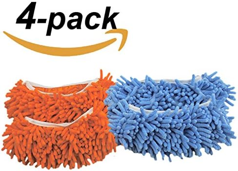Micirc 4 pcs (2 Pair) Dust Mop Slippers Multifunction Shoes Cover Reusable Microfiber Foot Socks For Bathroom Kitchen House Cleaning (2 Pairs)