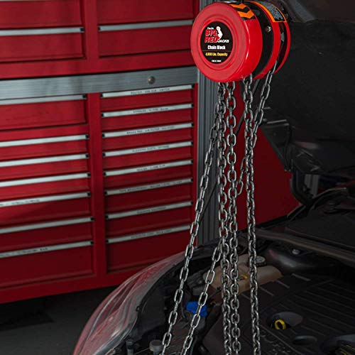 BIG RED TR9050 Torin Manual Hand Lift Steel Chain Block Hoist with 2 Hooks, 5 Ton (10,000 lb) Capacity, Red - Image 2