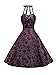YUSHENGSM Purple Floral Halter Rockabilly Cocktail Party Prom Dress