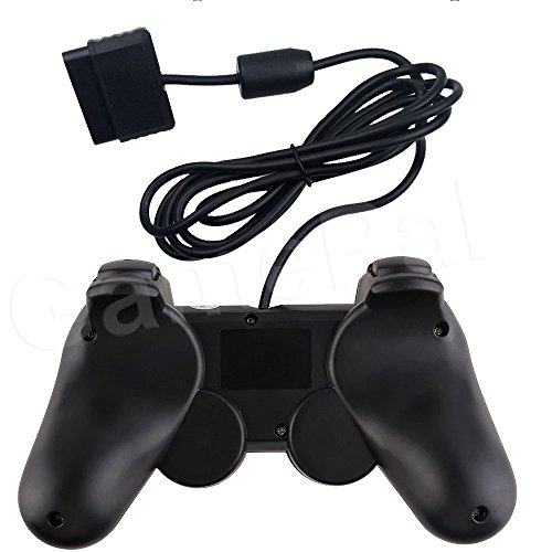 PlayStation 2 Controller, GamePal Double Shock Gamepad for Sony PS2, Wired (Black)