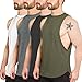 PAIZH Men's 4 Pack Fitness Workout Tank Tops Gym Cotton Tshirts Sleeveless