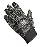 MOTORCYCLE BIKER GLOVES CARBON FIBER LEATHER BLACK L