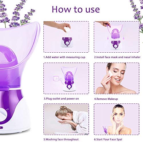 Face Steamer for Facial, Nano Ionic Facial Steamer for Face Spa Home
