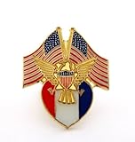 USA Flags Gold Eagle Red White And Blue Shield Patriotic Lapel Hat Pin PPM631
