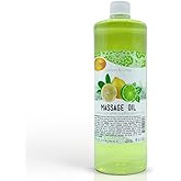 SPA REDI - Massage Oil, Lemon and Lime, 32 Oz - Professional Full Body Massage Therapy, Manicure, Pedicure - Relax Sore Muscles and Repair Dry Skin, Enhanced with High Absorption Oils and Vitamin E