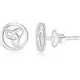 MOMAL JEWELS Celtic Trinity Knot Stud Earrings, Sterling Silver, Round Design, 8 MM Post Stud