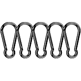 Felicey Aluminum Alloy Carabiner Clip - Aluminum Carabiner for Home, RV, Outdoor,Traveling and Keychain (5 Pack Black)