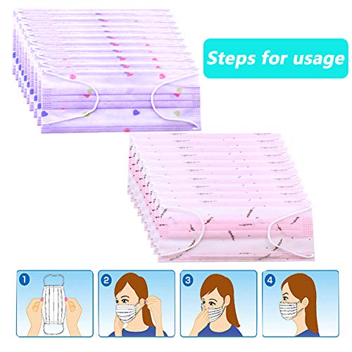 AYWFEY 50 Pack Disposable Face Mask Flower Printed Earloop Dust Mask Cute Mouth Cover Mask for Adults