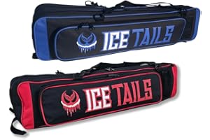 Mermaid Gear ICE Fishing Rod Tackle Bag Ice Tails Ice Bag 36.5” X 8” X 6” Soft Sided Traveling Case Water Proof Multi Use Storage for ICE tungsten Jig Box Tip Up Gloves (RED)
