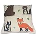 Fox Pillow Decorative Throw Pillow Cover - Fox & Woodland Friends - 100% Cotton Linen - Pillow Cover Only - Fits 16x16 to 18x18 pillows / cushions