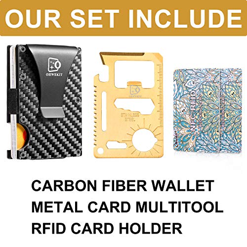 Carbon Fiber Slim Wallet | RFID Minimalist Wallet | Carbon Fiber Money Clip | Credit Card Holder Wallet for Men and Women | Fiber Wallets | Slim Wallet | Cash Money Clip | 2020 Version