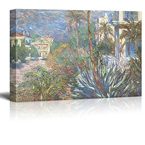 Villas at Bordighera by Claude Monet - Impressionist Modern Art - Canvas Art Home Art - 12x18 inches
