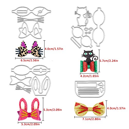 4 Set Cat Bow Tie Cutting Dies for Making Hair Bows, Bunny Ear Bow Die Stencil Cuts for Card Making DIY Bow Craft