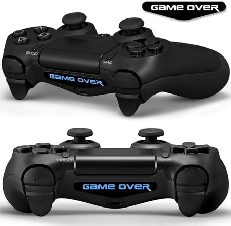 2x LED Sticker 2x Thumb Grips für PlayStation 4 Controller Light Bar Decal Skin Sticker – Game Over