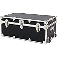 Rhino Trunk & Case Large Essential College Trunk with Wheels - Secure Dorm Storage Chest - Ideal Footlocker for Students - Strong Trunks with 1000+ Pound Sitting Capacity 32"x18"x14" (Black)
