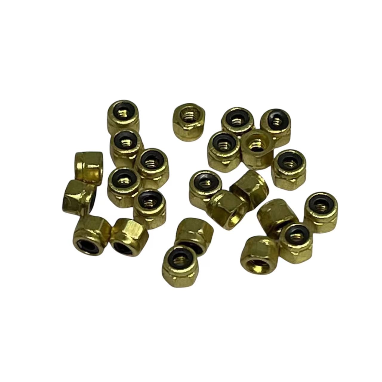 LEEFAI 24 Pcs Self Lock Nuts for Pro fingerboard Trucks Upgraded nylon Insert (Gold)