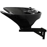 Ceramic Shampoo Bowl Extra Deep and Wide Wall Mounted Black Beauty Tinting Salon Sink B35-WT