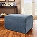 Sure FIT Home Décor Stretch Stripe Box Cushion Ottoman One Piece Slipcover, Form Fit, Polyester/Spandex, Machine Washable, Navy Color