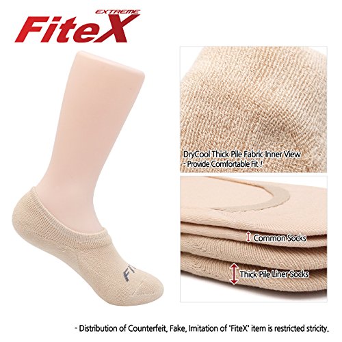 FITEXTREME 4 Pack Womens DryCool Active Sports Thick No Show Socks Non Slip S