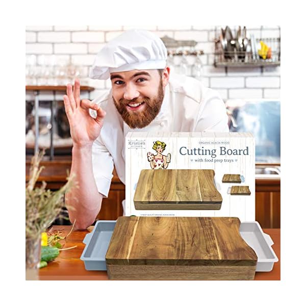 Cutting-Board-with-Tray-Organic-Acacia-Wood-Chopping-Board-with-2-Containers-for-Meat-Vegetables-Bread-or-Cheese-Board Cutting Board with Tray - Organic Acacia Wood Chopping Board with 2 Containers - for Meat Vegetables Bread or Cheese…