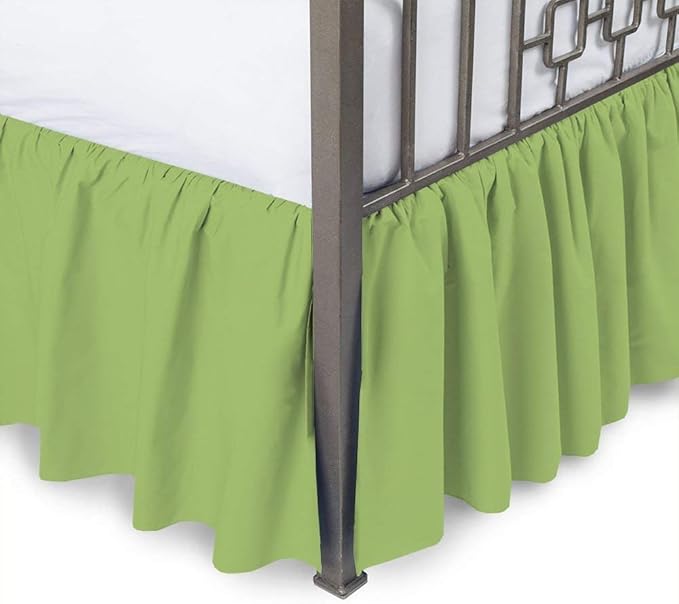 ARlinen Ruffled Bed Skirt with Split Corners Sage, Queen