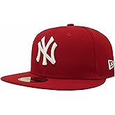 New Era Mens New York Yankees MLB Authentic Collection 59FIFTY Cap, Adult, Scarlet, 8