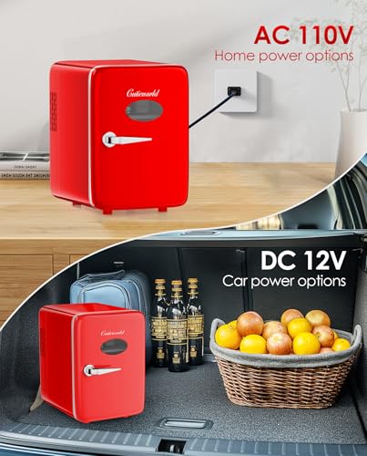Skincare Fridge - 4L Mini Fridge for Bedroom, Office and Car, for Refrigerating Makeup, Skincare and Food, Cooler and Warmer, Beverage Cooler, Red