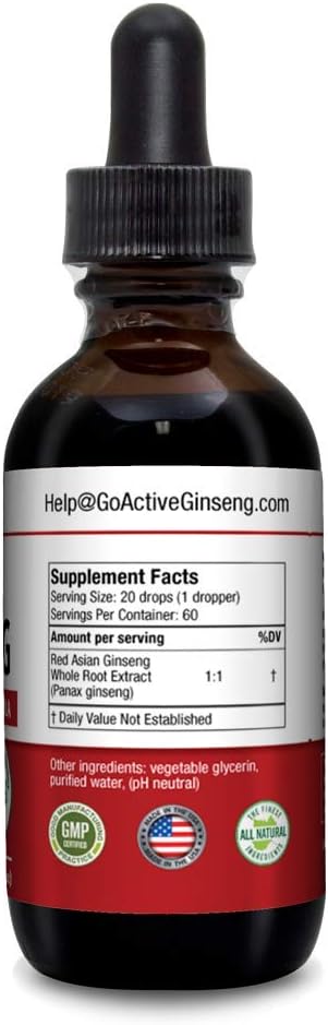 Active Ginseng Korean Red Panax Ginseng with Natural Ginsenosides - All-Natural Advanced Liquid Solution for 2X Absorption - Supports Healthy Energy, Vitality, Mood and More: Health & Personal Care