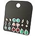 9 Pairs Vintage Triangle/Teardrop/Round Turquoise Stud Earrings Set for Women Silver Plated