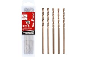 VALYRIANTOOL 1/4 in. x 6 in. Cobalt Aircraft Extension Drill Bits Set(5PCS), M35 High Speed Steel Drill Bit Extra Long Deep Hole Drilling for Stainless Steel, Plastic and Wood