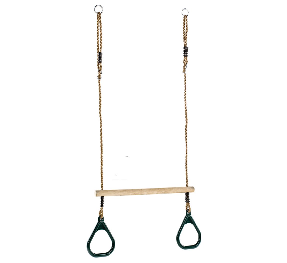 Wooden Trapeze Bar Swing with Green Rings for Climbing Frames and Garden Swings Buy Online in
