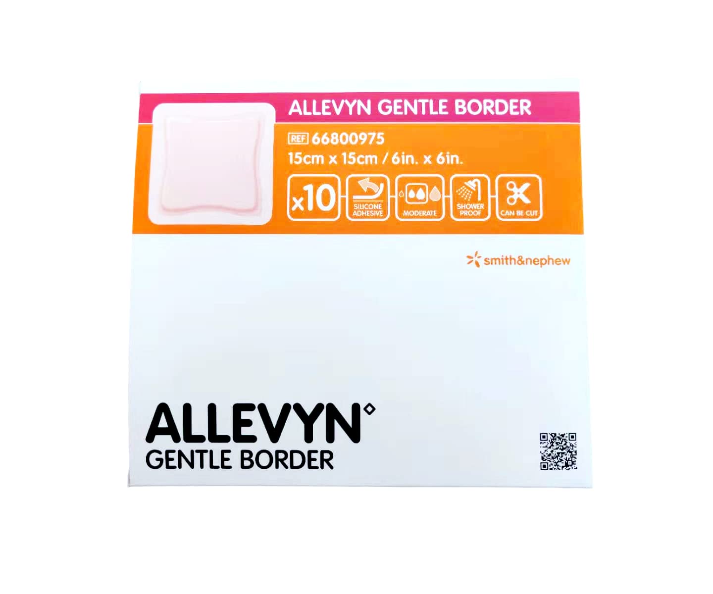 Allevyn Gentle Border 15cm x 15cm (10s) Extra Large Wound Foam Dressing, Pressure Ulcers, Diabetic Foot Ulcers, Operating Wounds