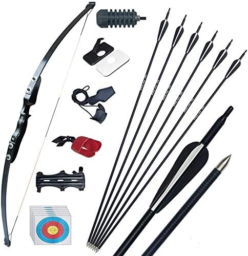 Tongtu 51インチ35ポンドアーチェリーの練習は 初心者の大人と若者のティーンエイジャージュニアスタートトレーニングギフト弓キット用の弓と矢のセットを曲げます 人気激安