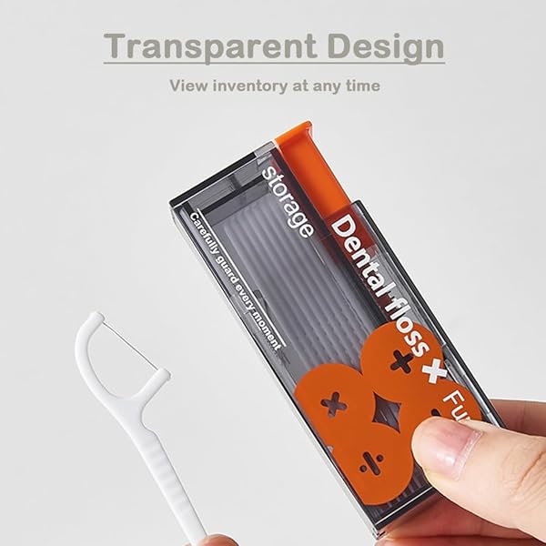 XMUINT PORTABLE DENTAL FLOSS PICKS DISPENSER,AUTOMATIC POP-UP STORAGE 10 PICKS CLEAN TEETH ORAL CARE BOX DENTAL FLOSS PICKS DISPENSER FOR EASY REFILLABLE ADULT FLOSS TRAVEL HOLDER CASE ORANGE PAINTING