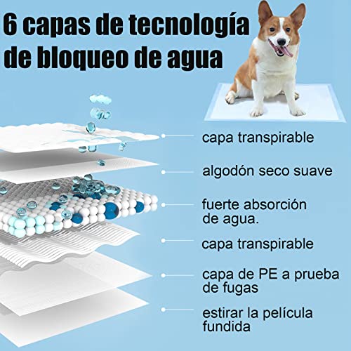 Almohadillas de Entrenamiento Desechables para Mascotas,Almohadillas Desechables para Orinal para Perros ,40 Piezas Súper Absorbentes y a Prueba de Fugas,Grandes 60X60CM,para Perros, Gatos, Conejos