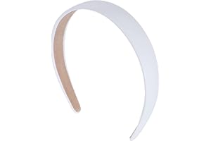Motique Accessories 1 Inch Vegan Leather Headband for Women and Girls (White)