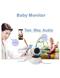 ZEBORA Baby Pet Monitor, a través de la aplicación móvil gratuita SuperHD 960P WiFi Red inalámbrica Seguridad IP Cámara de video de vigilancia, monitor de mascotas y niñeras con movimiento horizontal y vertical, audio bidireccional y visión nocturna (bl