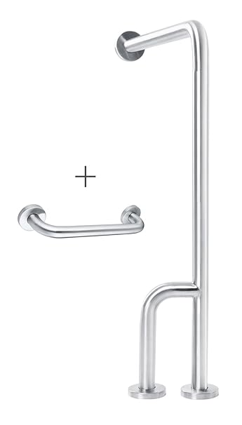 Wall To Floor Grab Bar Side Leg Stainless Steel Concealed Mounting Flanges Hardware