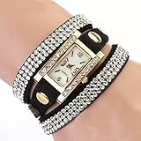 BESSKY Women's White Dial Clock Leather Quartz Wrist Watch