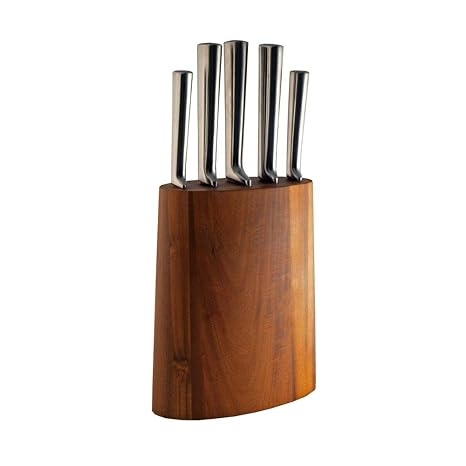 Fissler Messerblock Akazia, 5 Messer aus Edelstahl + Block Akazienholz