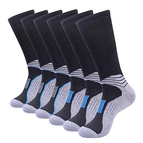 JOYNÉE Mens Athletic Crew Socks with Cushion for Running and Workout 6 Pack