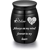 Sunling Mini Stainless Steel Decorative Cremation Keepsake Urns for Ashes 1.57 Inch High Small Funeral Urns Memorial Ashes Holder Share with Familiy Members-Black Color