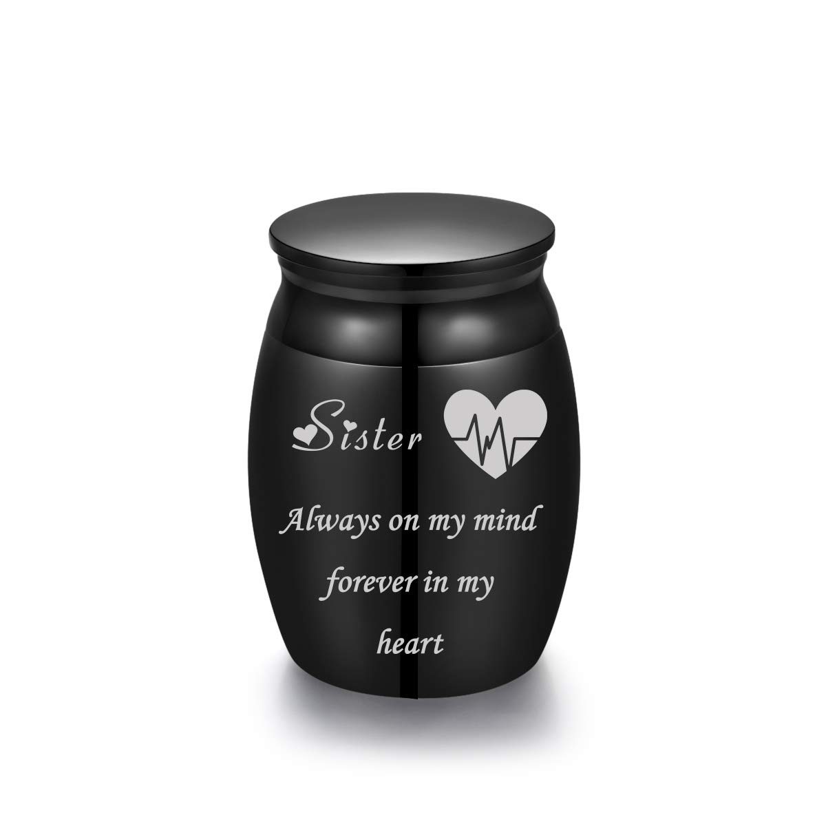 Sunling Mini Stainless Steel Decorative Cremation Keepsake Urns for Ashes 1.57 Inch High Small Funeral Urns Memorial Ashes Holder Share with Familiy Members-Black Color