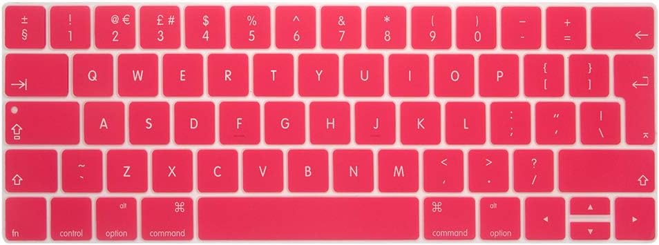 AUSMIX MacBook Keyboard Cover 2018/2017/2016 Release Touch Bar Version Newest Mac Pro 13 (A1706/A1989) & Pro 15 (A1707/A1990) Dustproof Silicone Keyboard Protective Skin - Pure Rose