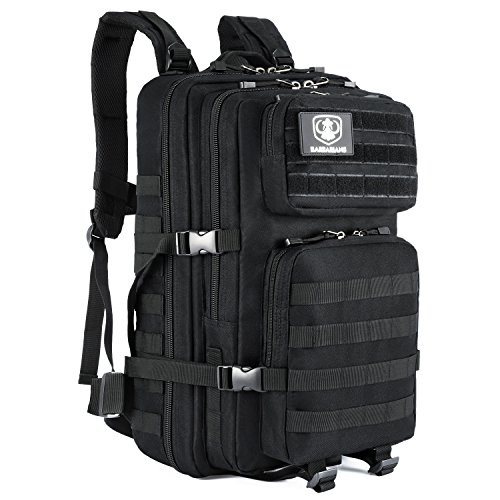 35L Tactical Backpack, Barbarians Molle Bug Out Bag Military Assault Pack Rucksack for Outdoor Hiking Camping Trekking Hunting(Black)